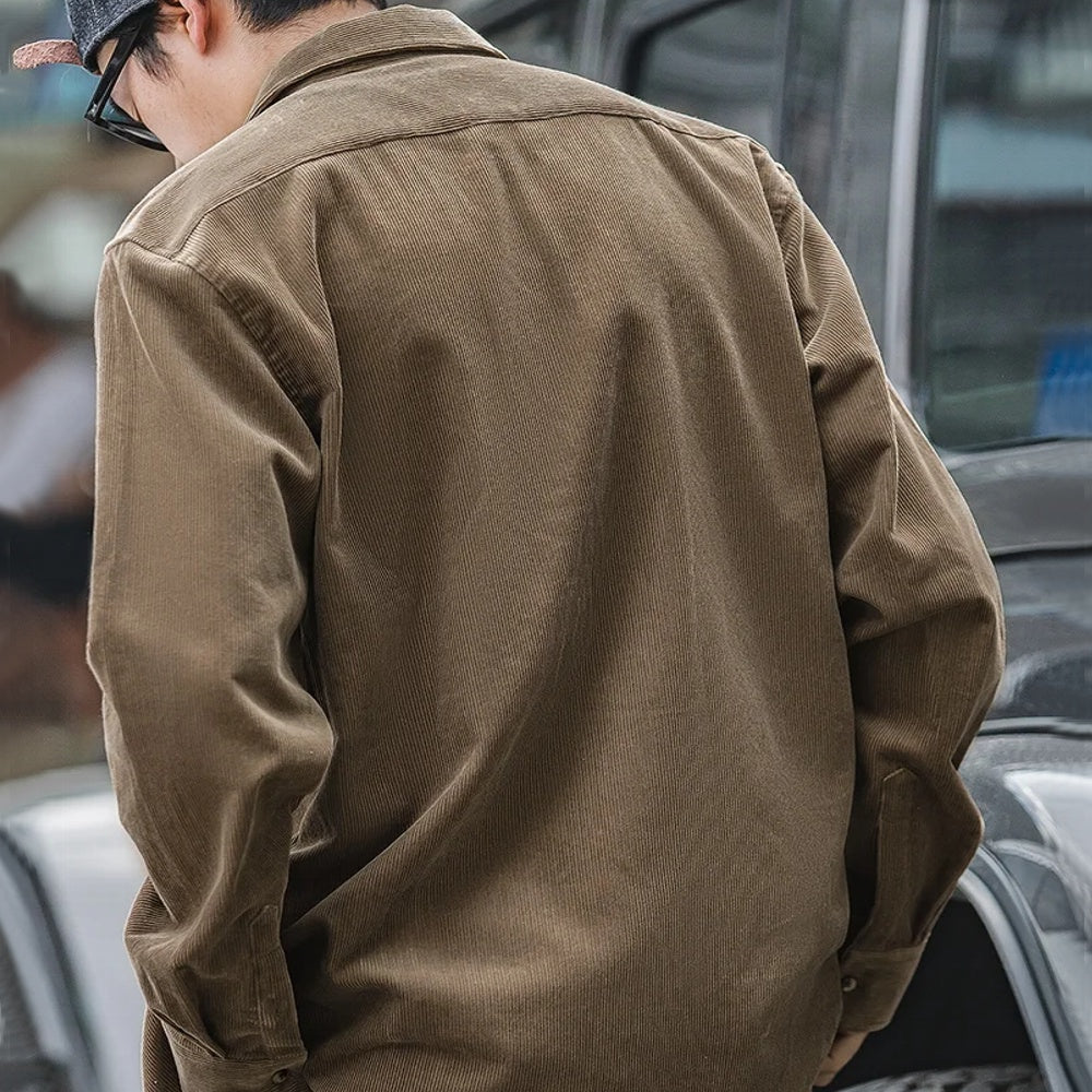 Excellent Corduroy Men's Shirt Long Sleeve Fleece Jacket