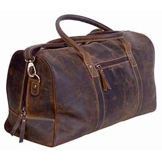 20 Men's Vintage Distressed Buffalo Leather Duffle Bag