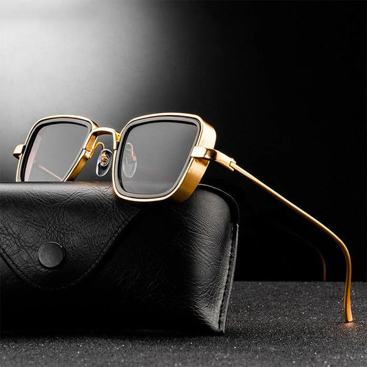 Men's Vintage Steampunk Retro Metal Square Sunglasses