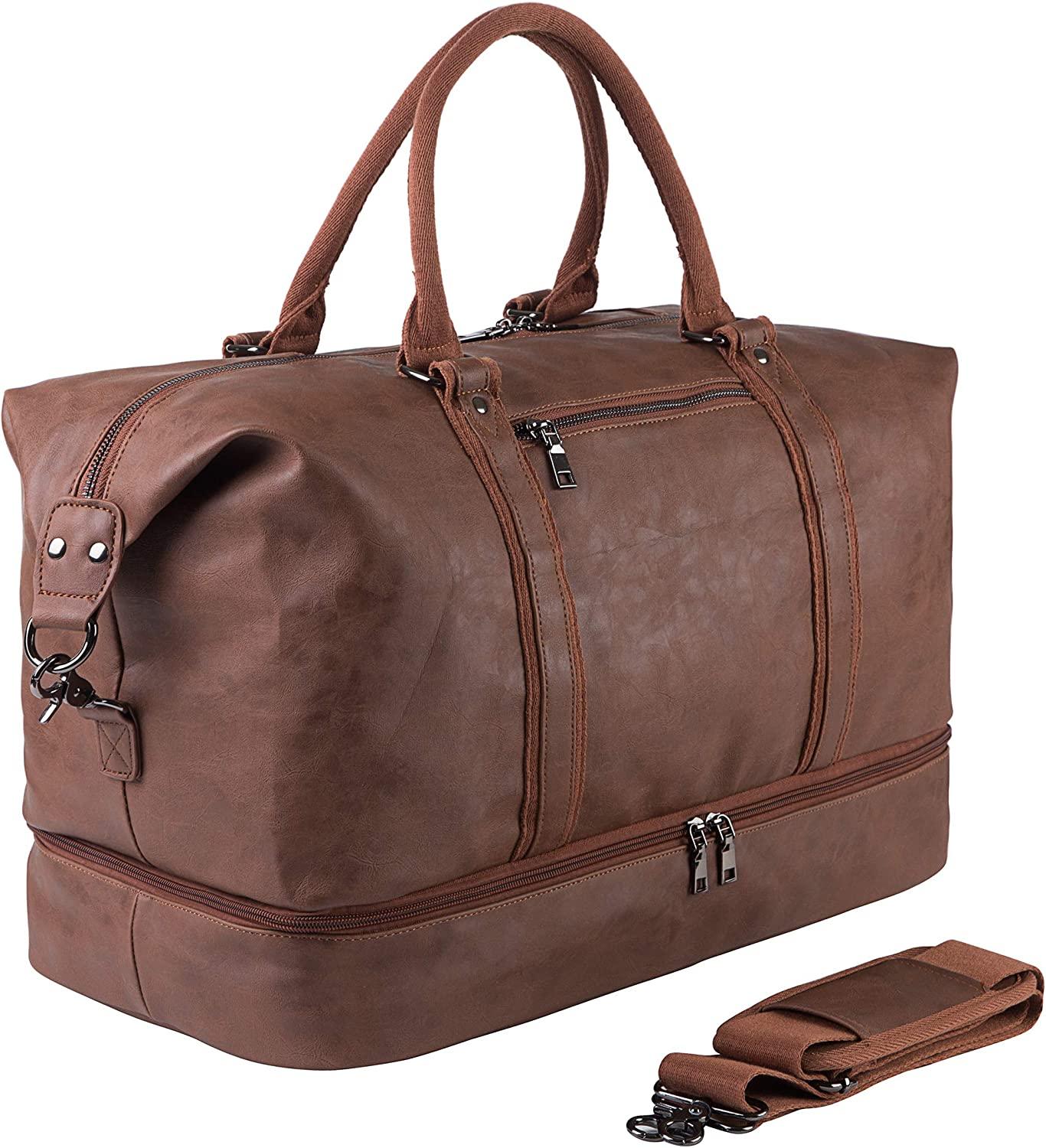 21 Men's Leather Compact Travel Duffel Bag