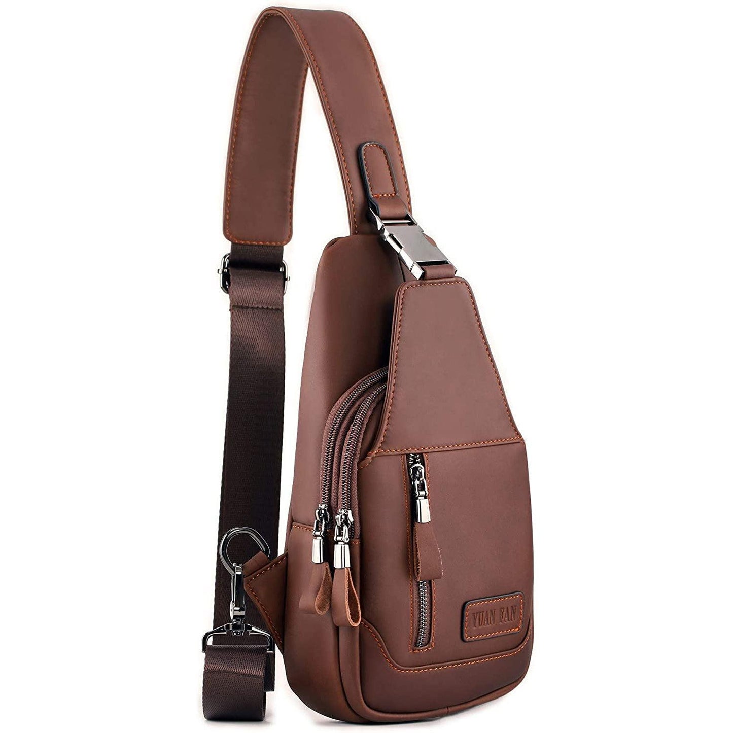 12 Men's Premium Leather Crossbody Sling Bag