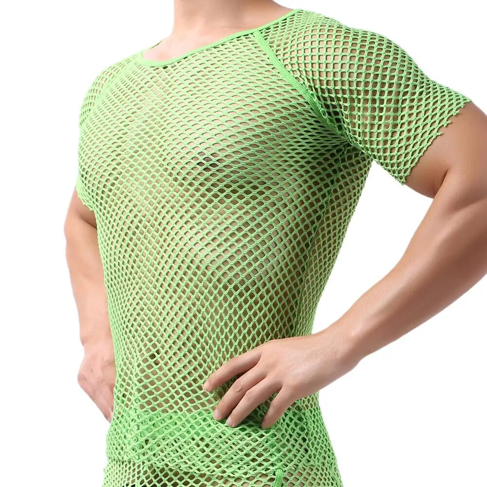 Men's Sexy Mesh See-Through T-Shirts | Short Sleeve O-neck Tees