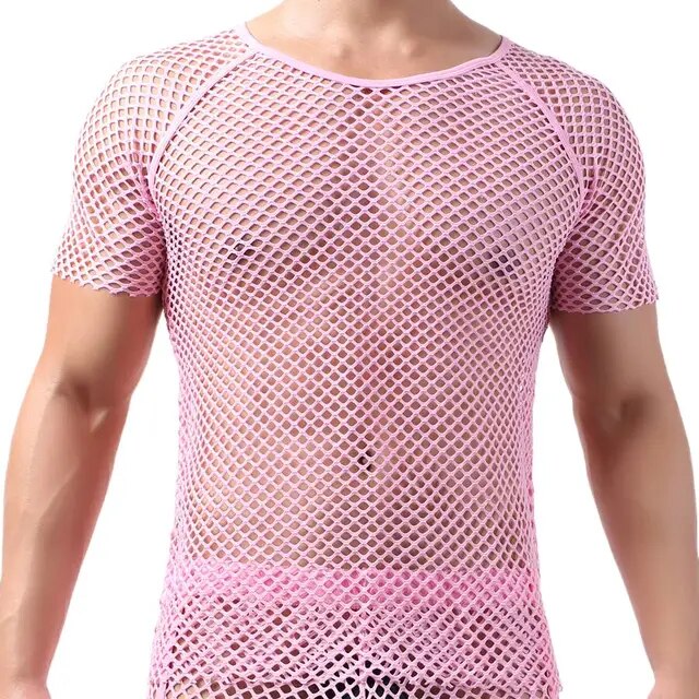 Men's Sexy Mesh See-Through T-Shirts | Short Sleeve O-neck Tees