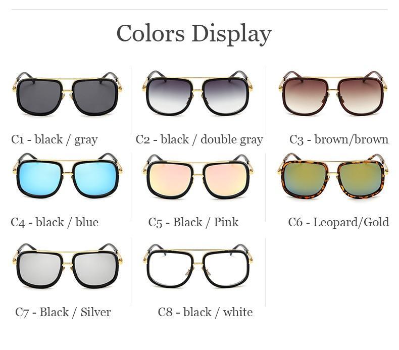 Men's Polarized Sunglasses Big Square Frame Luxury UV400 Retro Sunglasses