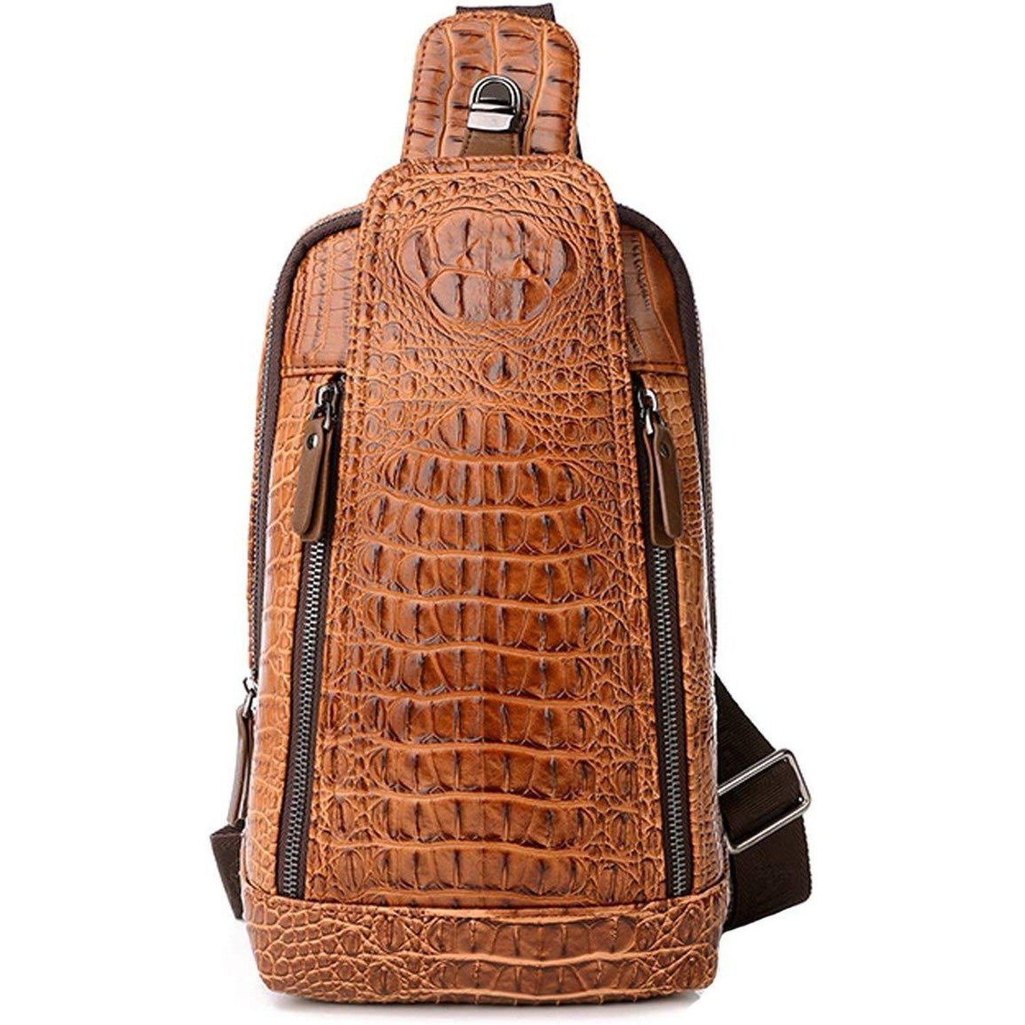 12 Men's Crocodile Pattern Leather Crossbody Sling Bag