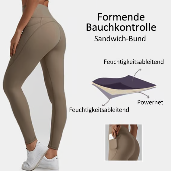 High Waisted Butt Lifting Tummy Control Side Pocket Shaping Training Leggings🔥