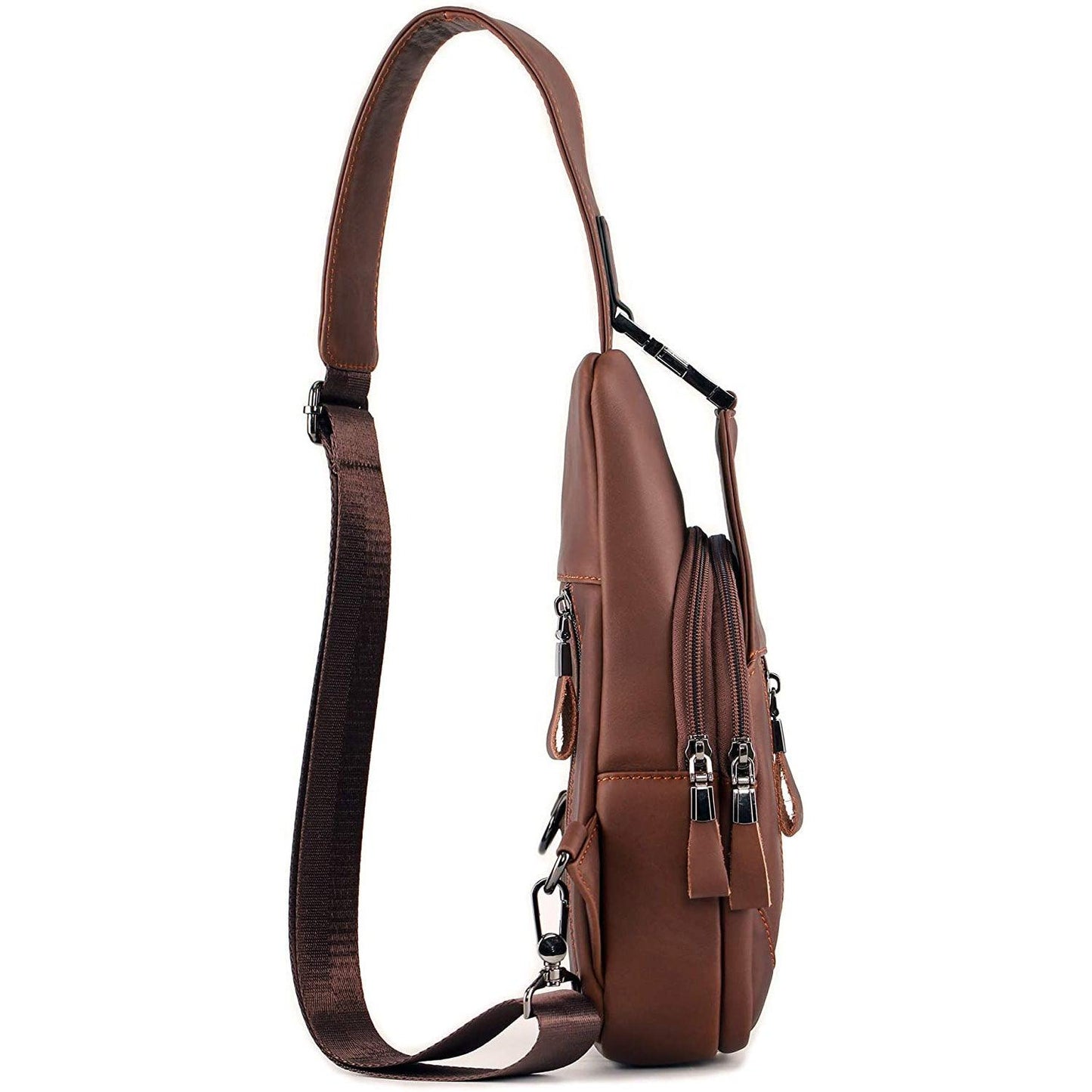 12 Men's Premium Leather Crossbody Sling Bag