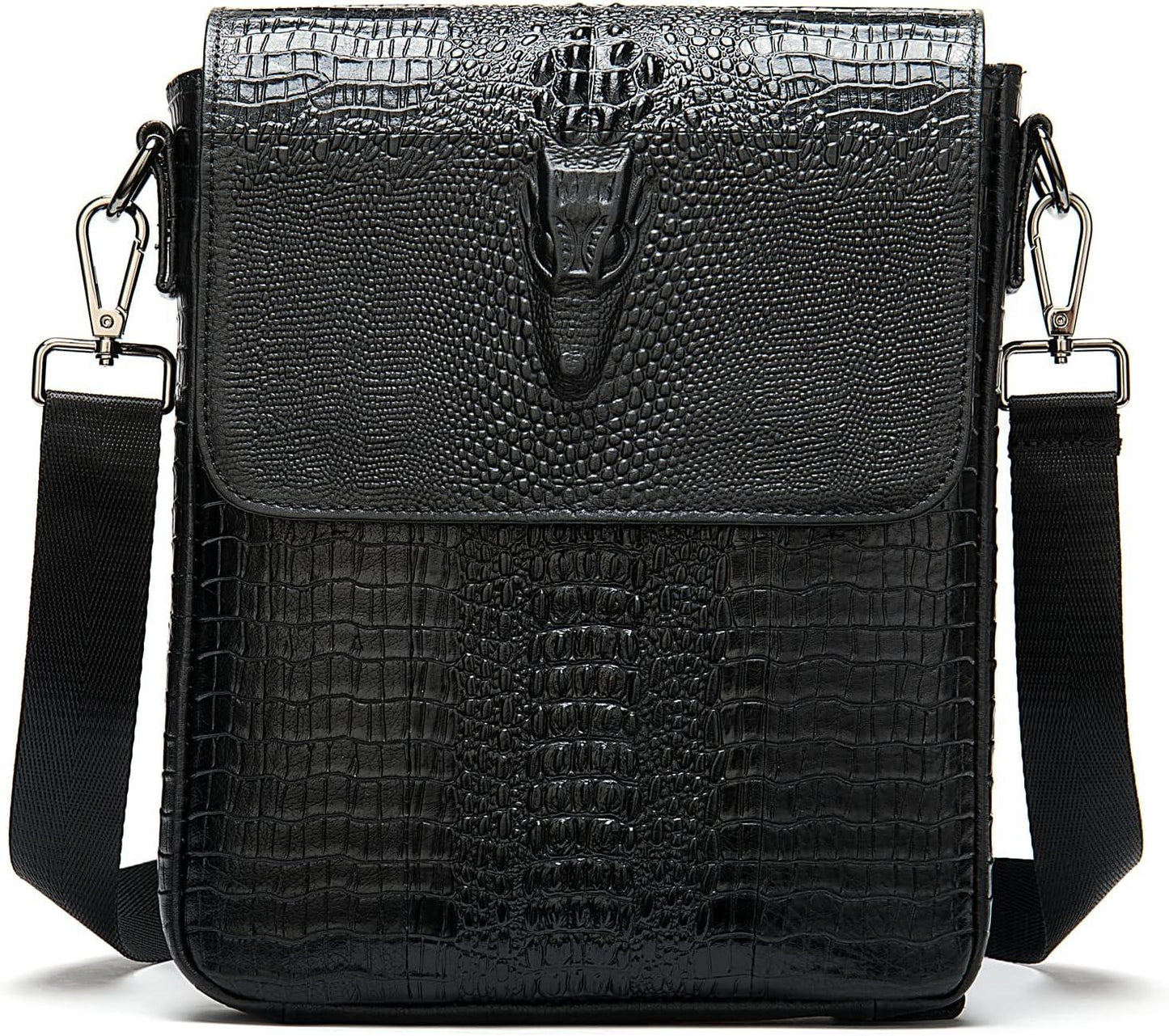 11 Men's Leather Crocodile Embossed Sling Bag