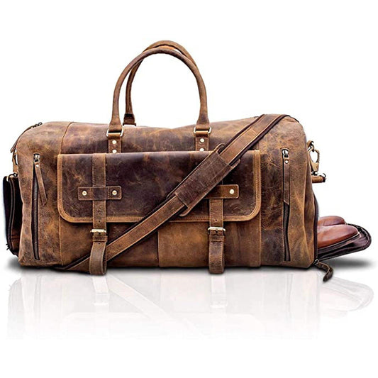 20 Men's Distressed Leather Duffle Bag