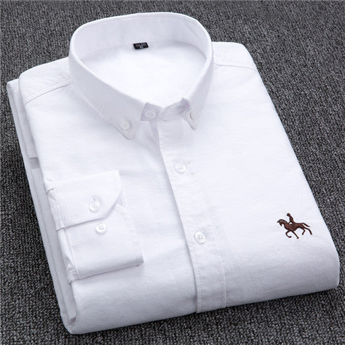 Cotton Oxford Shirt For Men Long Sleeve Work Man Shirt