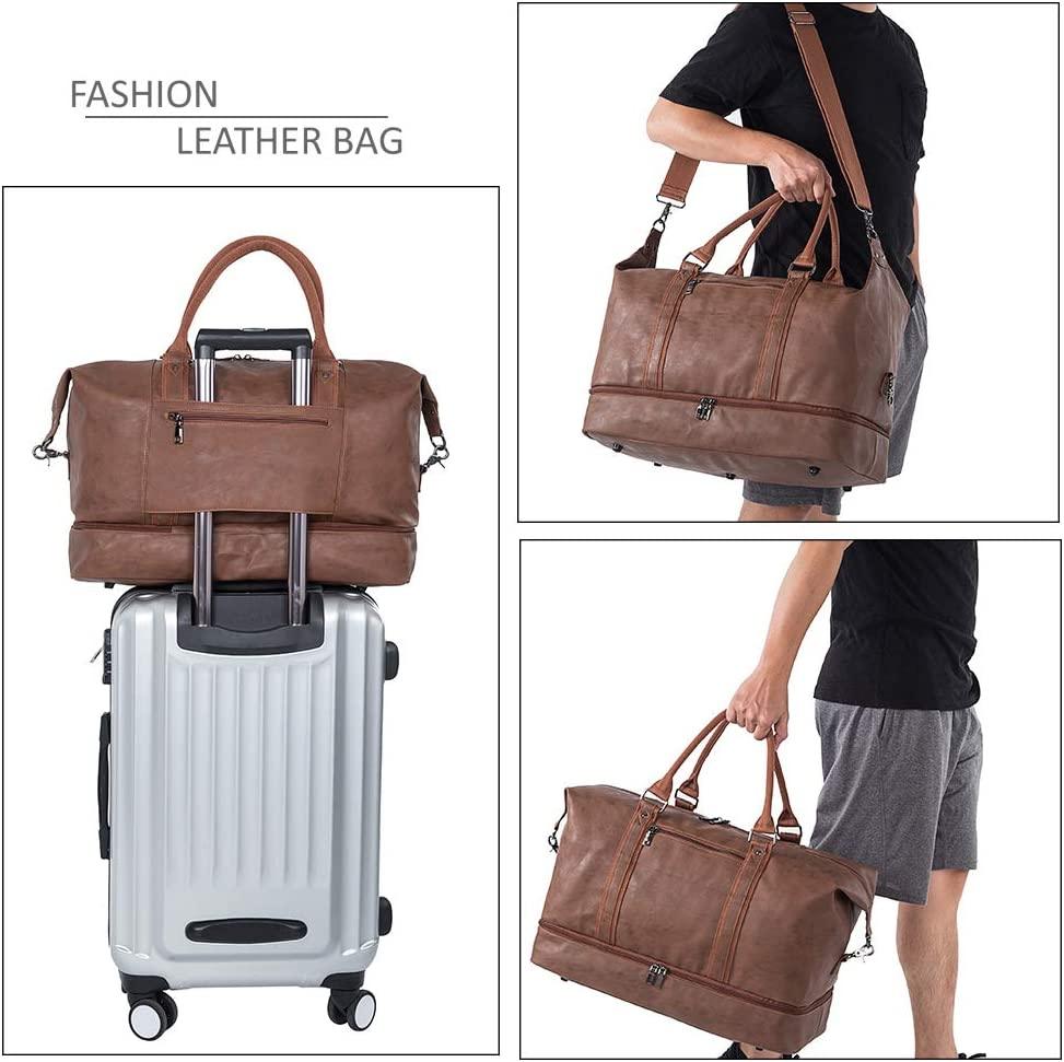 21 Men's Leather Compact Travel Duffel Bag