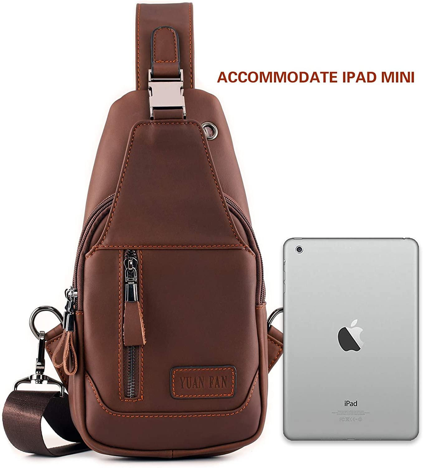 12 Men's Premium Leather Crossbody Sling Bag