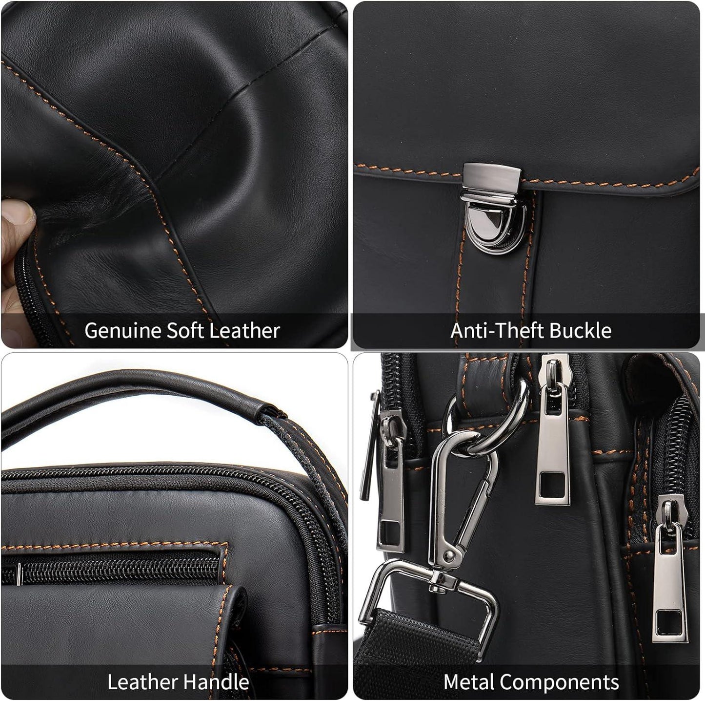 8 Men's Leather Mini Crossbody Sling Bag