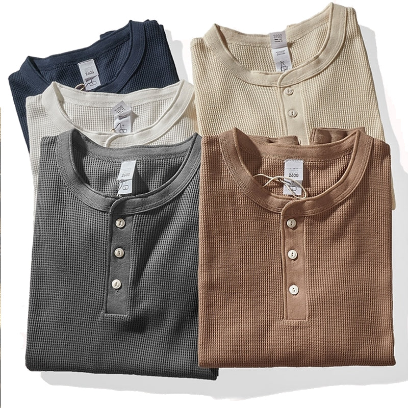 Vaffelstrikket Henry Collar T-shirt 