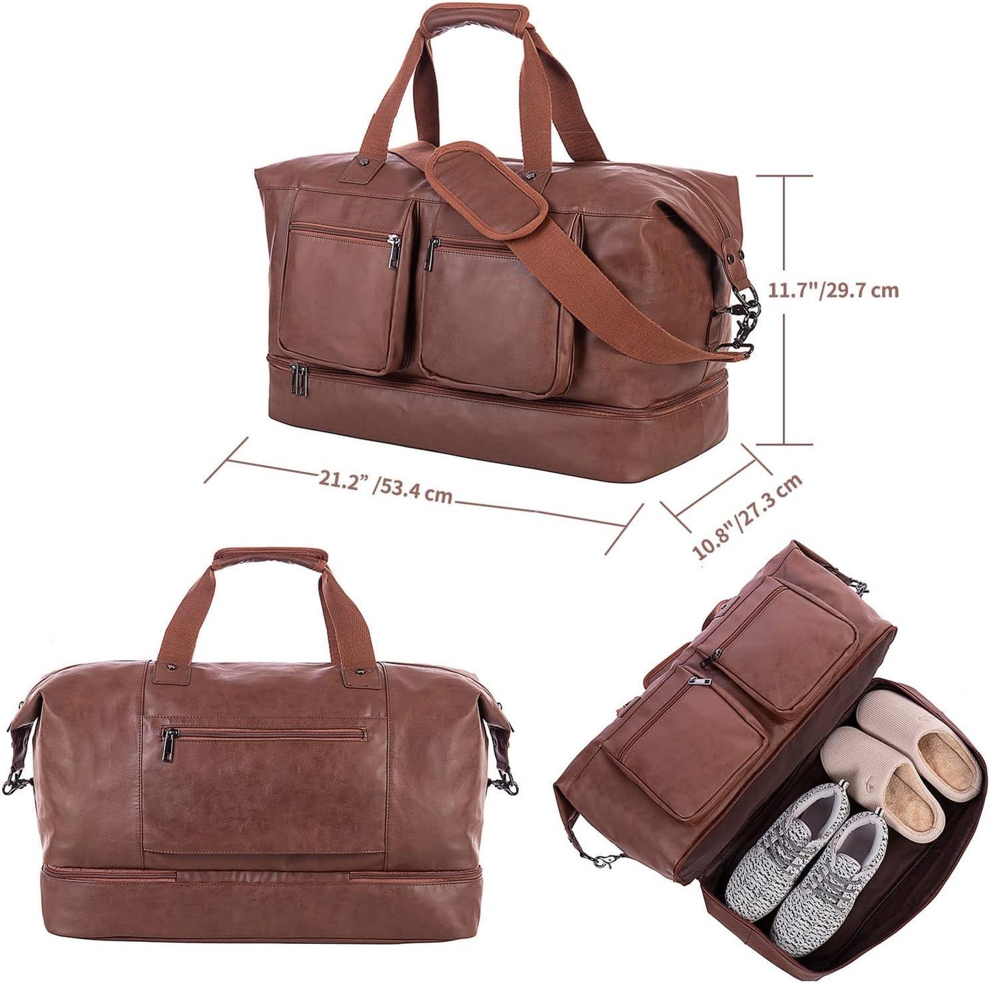 21 Men's Leather Overnight Duffel Bag