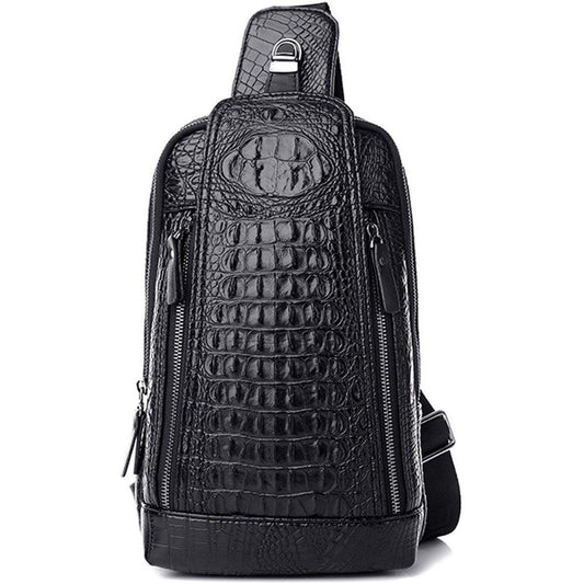 12 Mænds Crocodile Mønster Læder Crossbody Sling Bag 