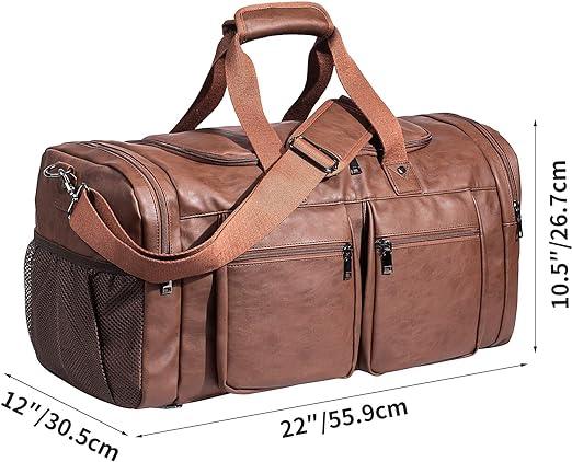 21 Men's Leather Large Carry-On Travel Duffel Bag