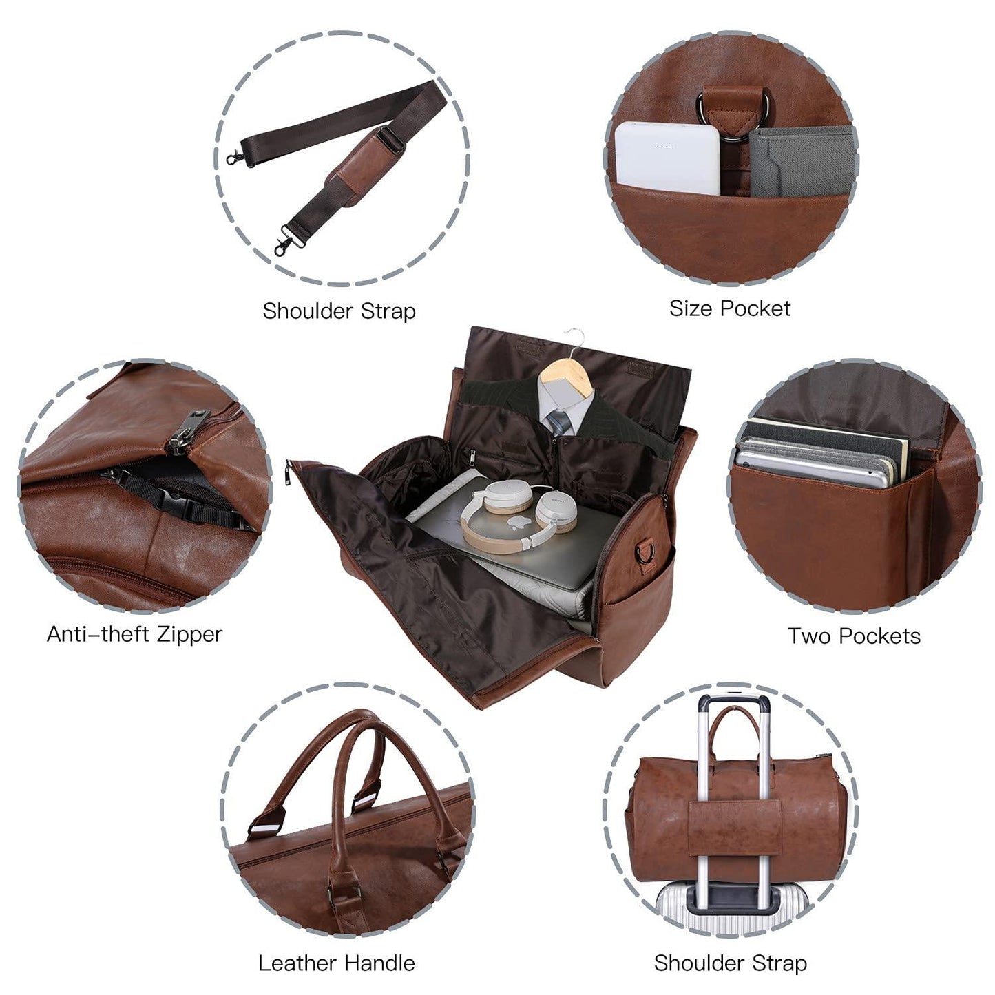 22 Men's Classic Leather Duffel Bag