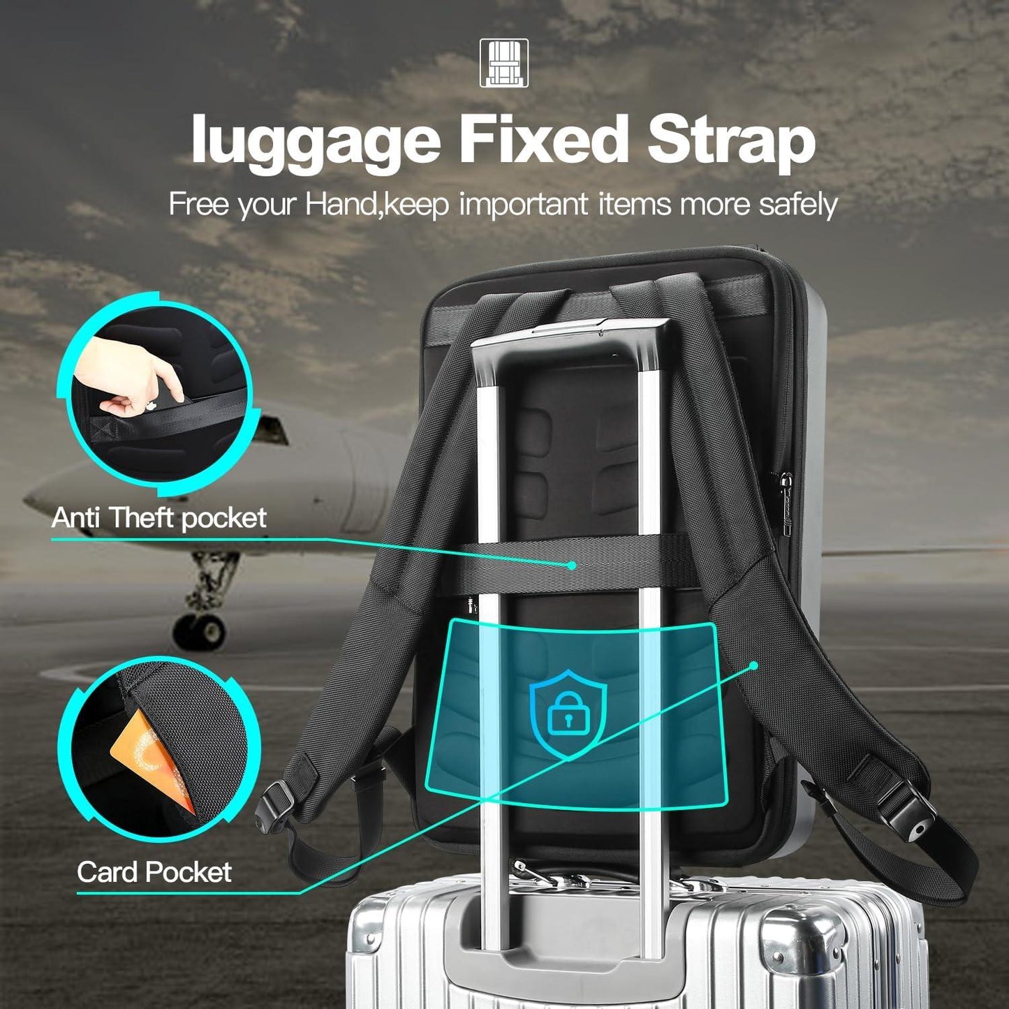 18 Hard Shell TSA Approved Travel Backpack