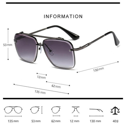 Men Polarized Sunglasses Big Square Frame Luxury UV400 Retro Sunglasses