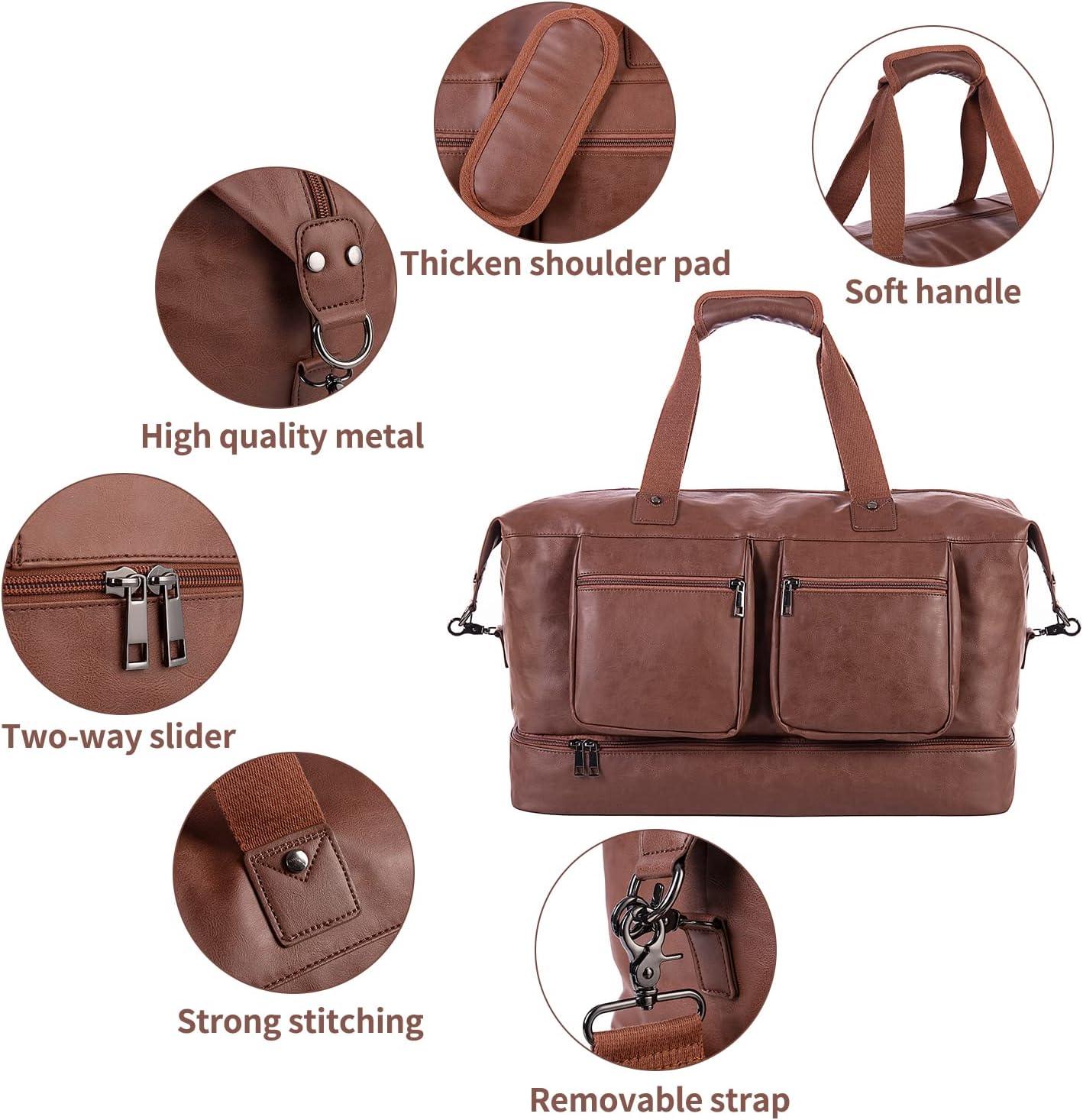 21 Men's Leather Overnight Duffel Bag