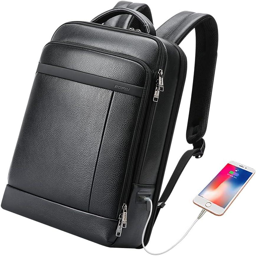 17 Men's Leather Smart Business Backpack