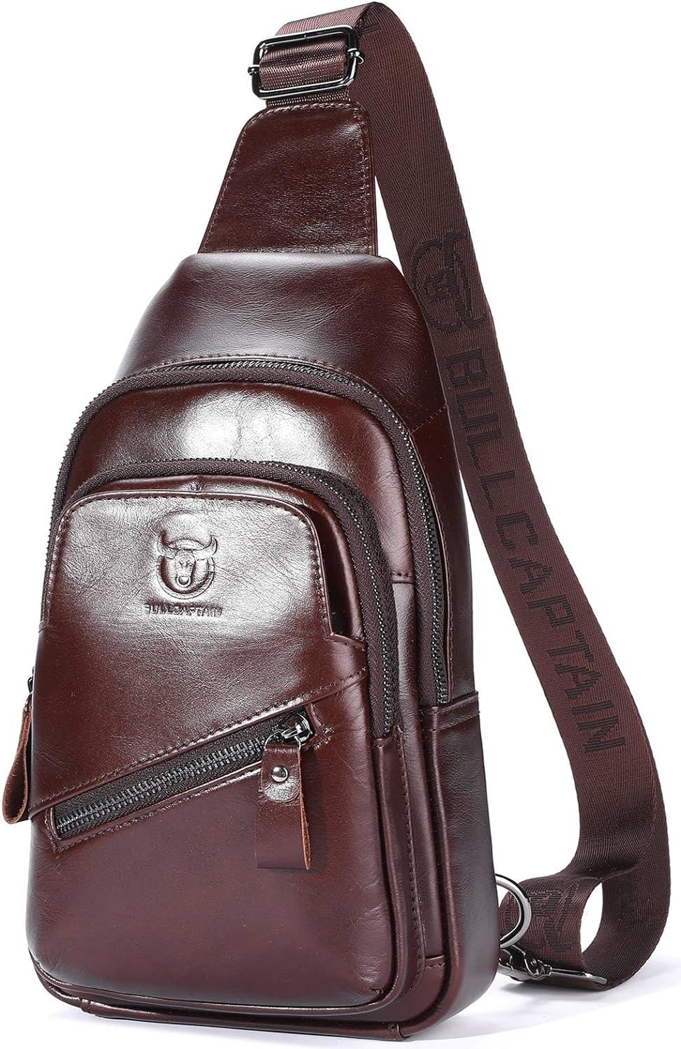 12 Men's Leather Crossbody Chest Bag