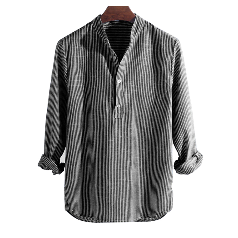 Stribet Slim Fit Stand Collar Shirt Herretøj Plus Størrelse 5XL 