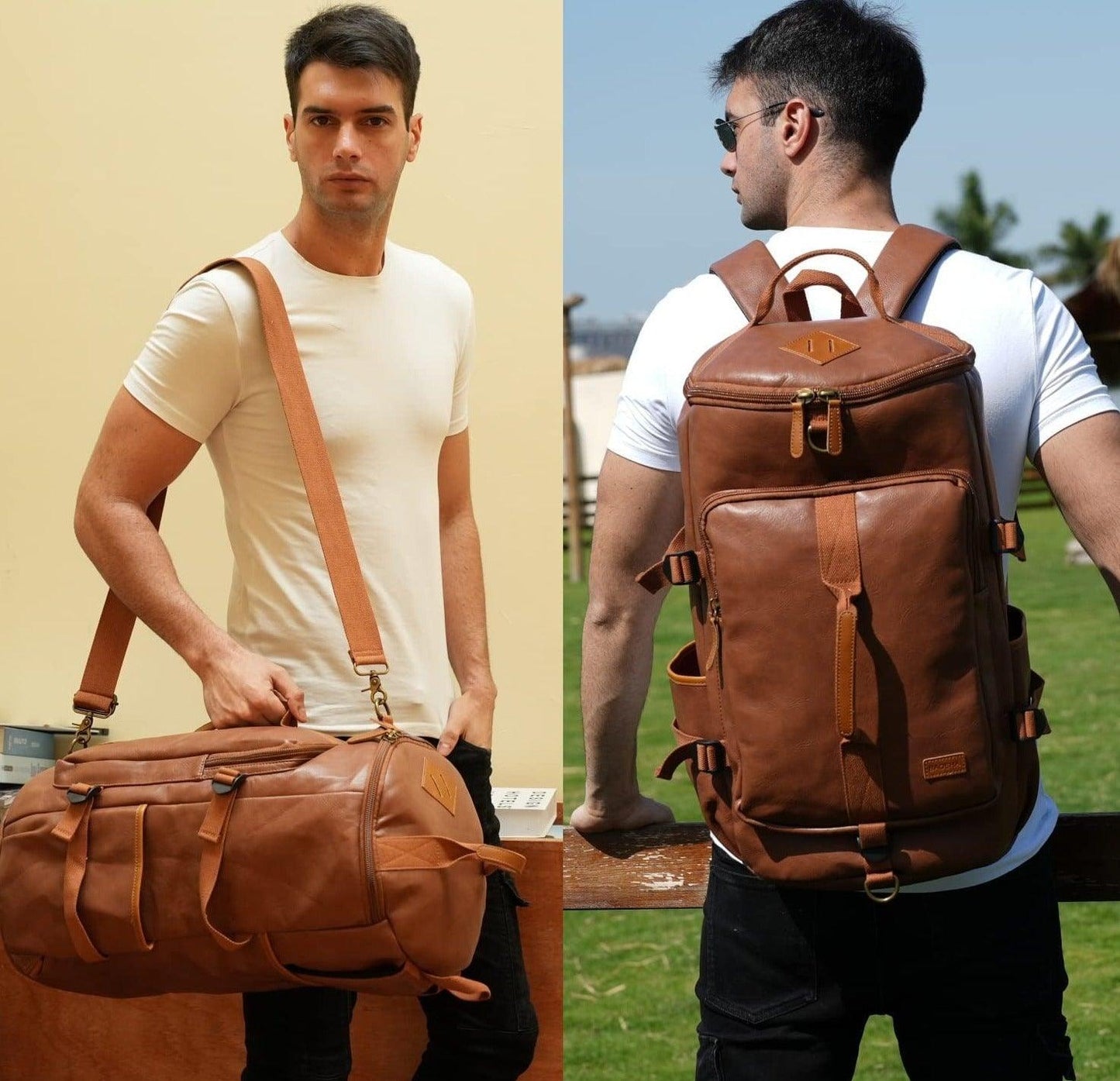 20 Men's Versatile Leather Duffel Bag