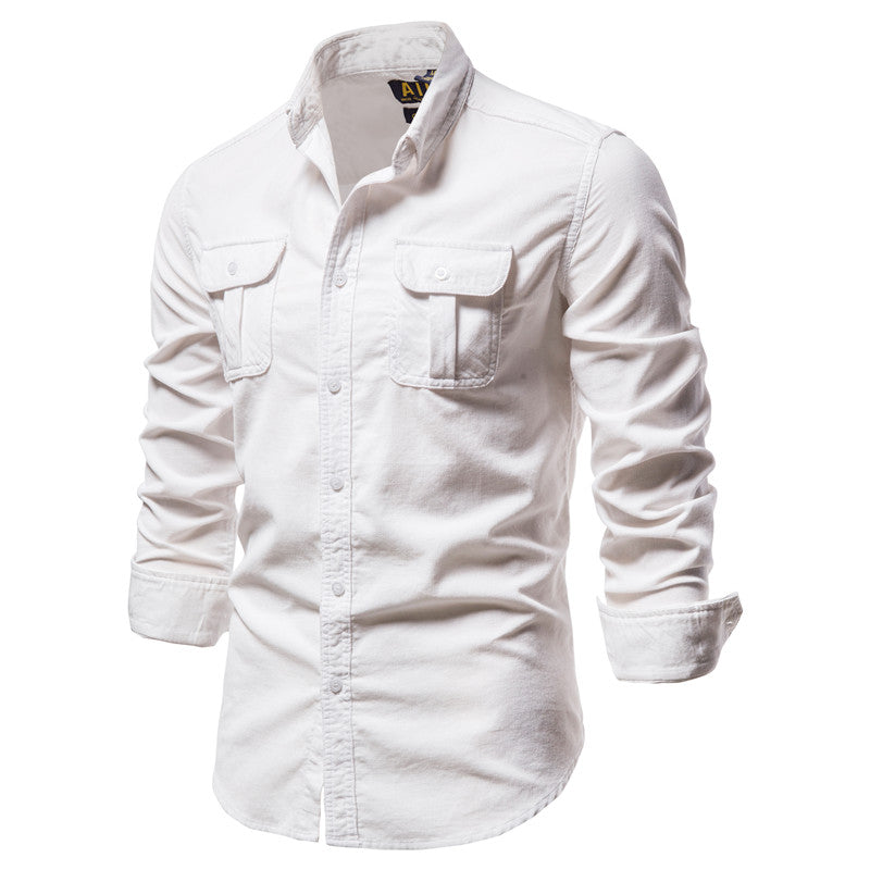 New Single Breasted 100% Cotton Men Shirt Business Casual