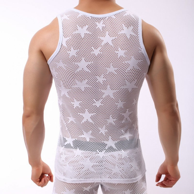 Men's star mesh breathable underwear vest