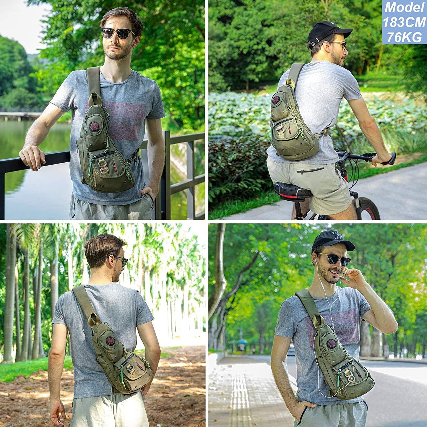 16 Men's Lightweight Anti-Theft Crossbody Sling Bag