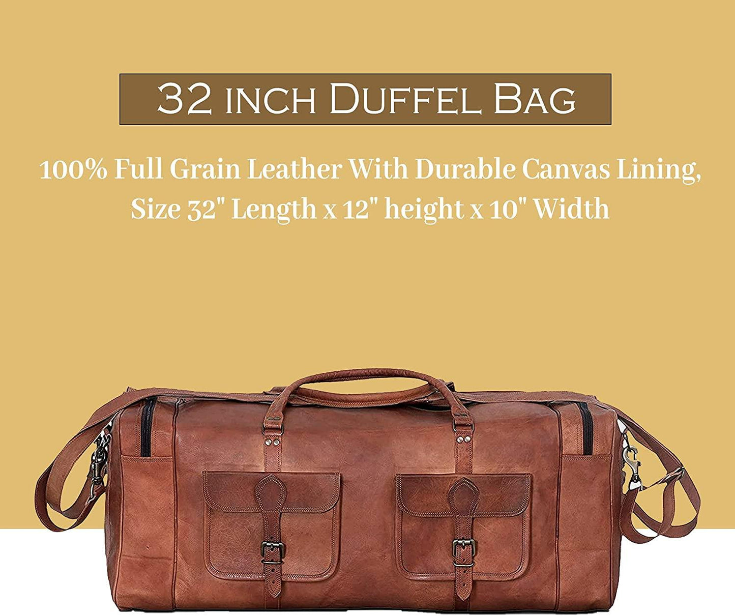 32 Men's Grain Leather Duffel Bags