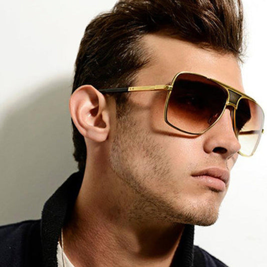 Men Polarized Big Square Frame Luxury UV400 Retro Sunglasses