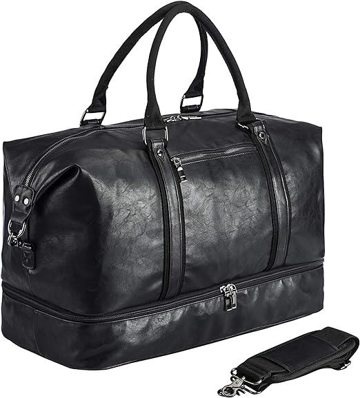 24 Men's Leather Travel Duffel Bag