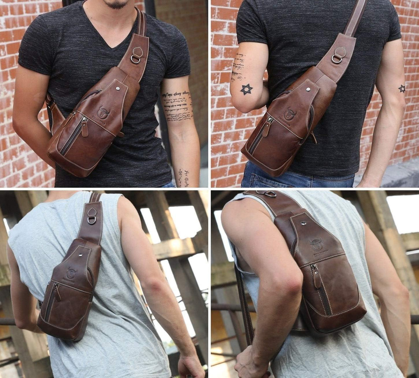 12 Men's Leather Crossbody Chest Bag