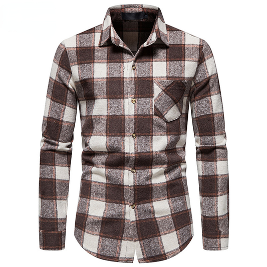 Trend tyk varm uld flannel Casual langærmet skjorte 