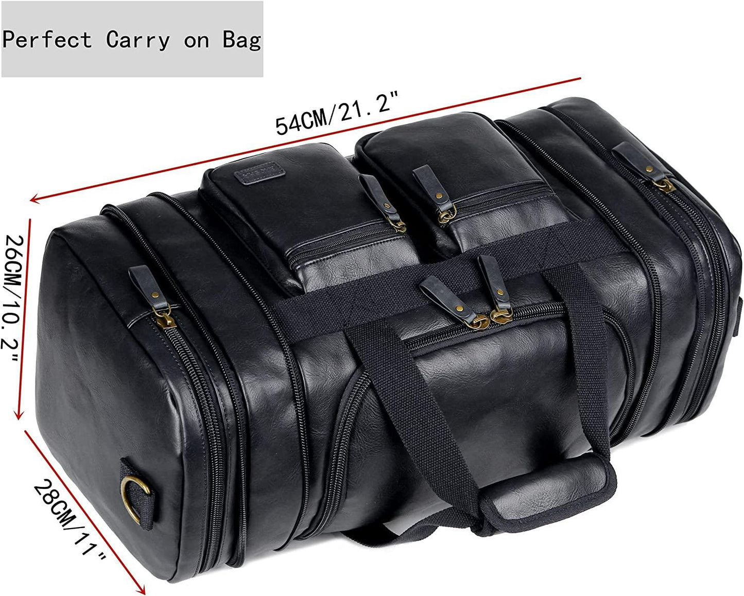 21 Men's Leather Expandable Duffel Bag