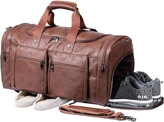 21 Mænds Læder Stor Carry-On Travel Duffel Bag 