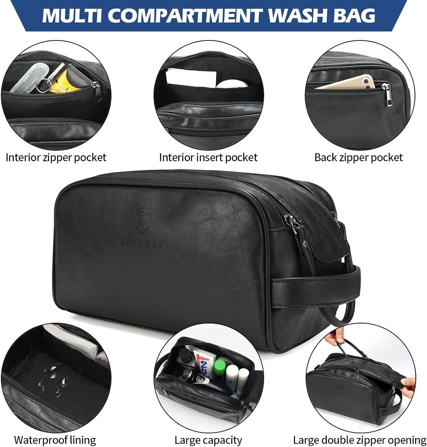 21 Men's Leather Duffel Bag with Toiletry Bag