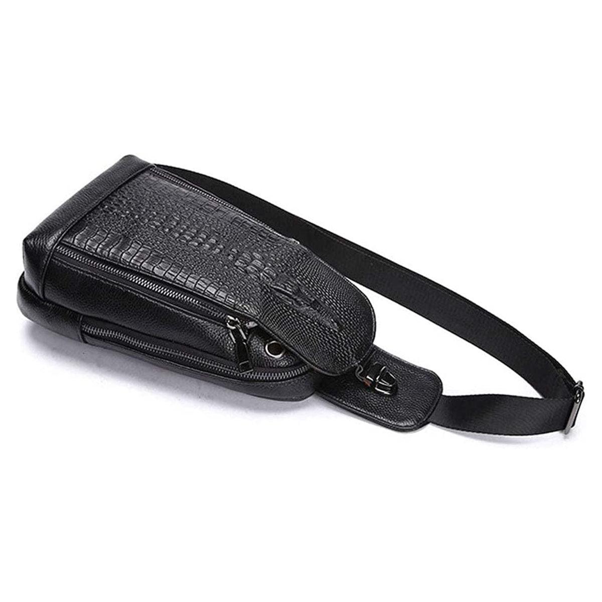 14 Men's Crocodile Pattern Leather Crossbody Sling Bag