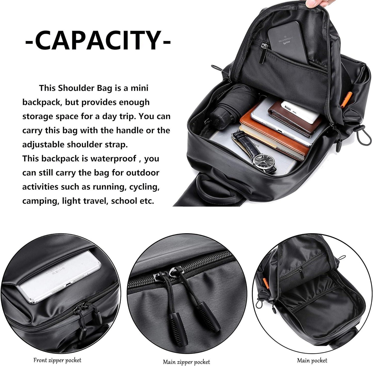 13 Men's Leather Compact Crossbody Chest Bag