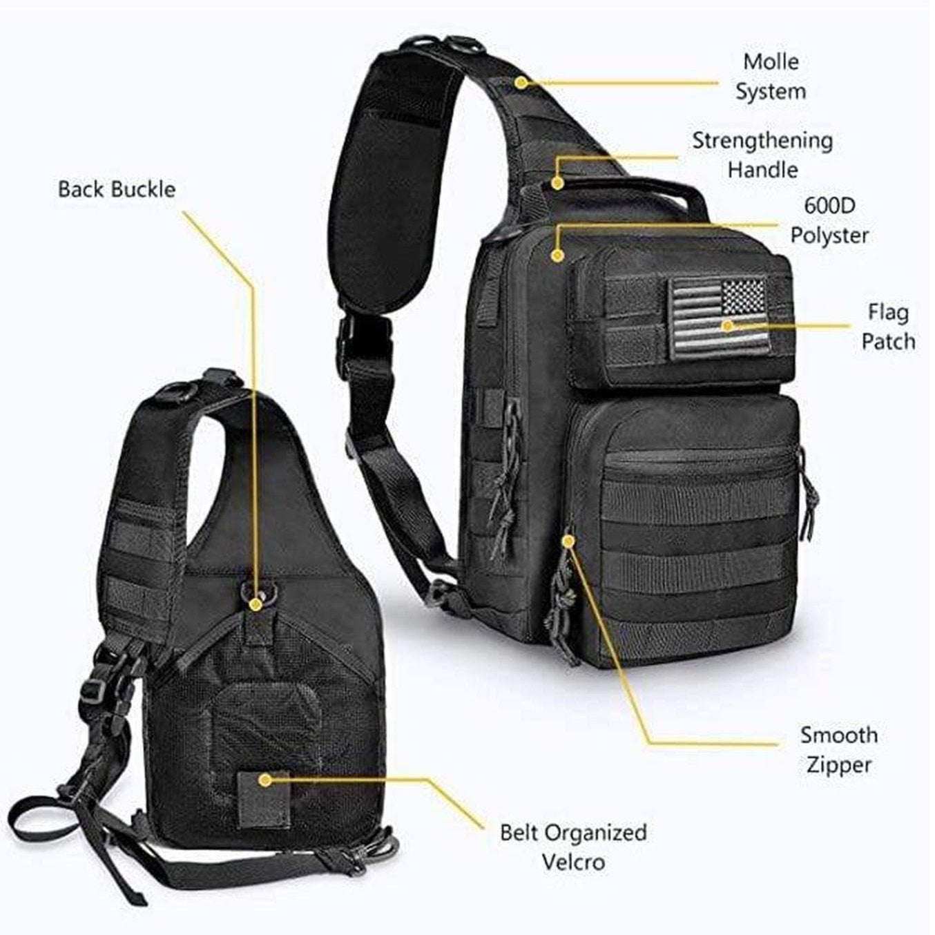 11 Men's MOLLE Tactical Crossbody Sling Bag