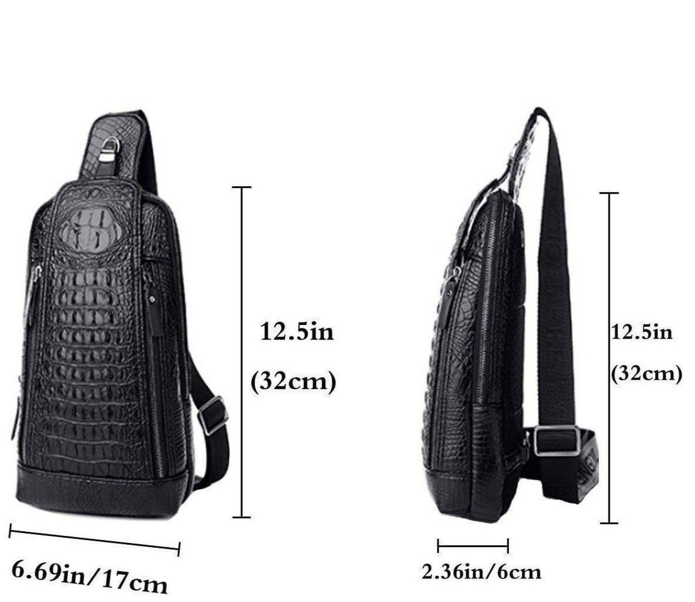 12 Men's Crocodile Pattern Leather Crossbody Sling Bag