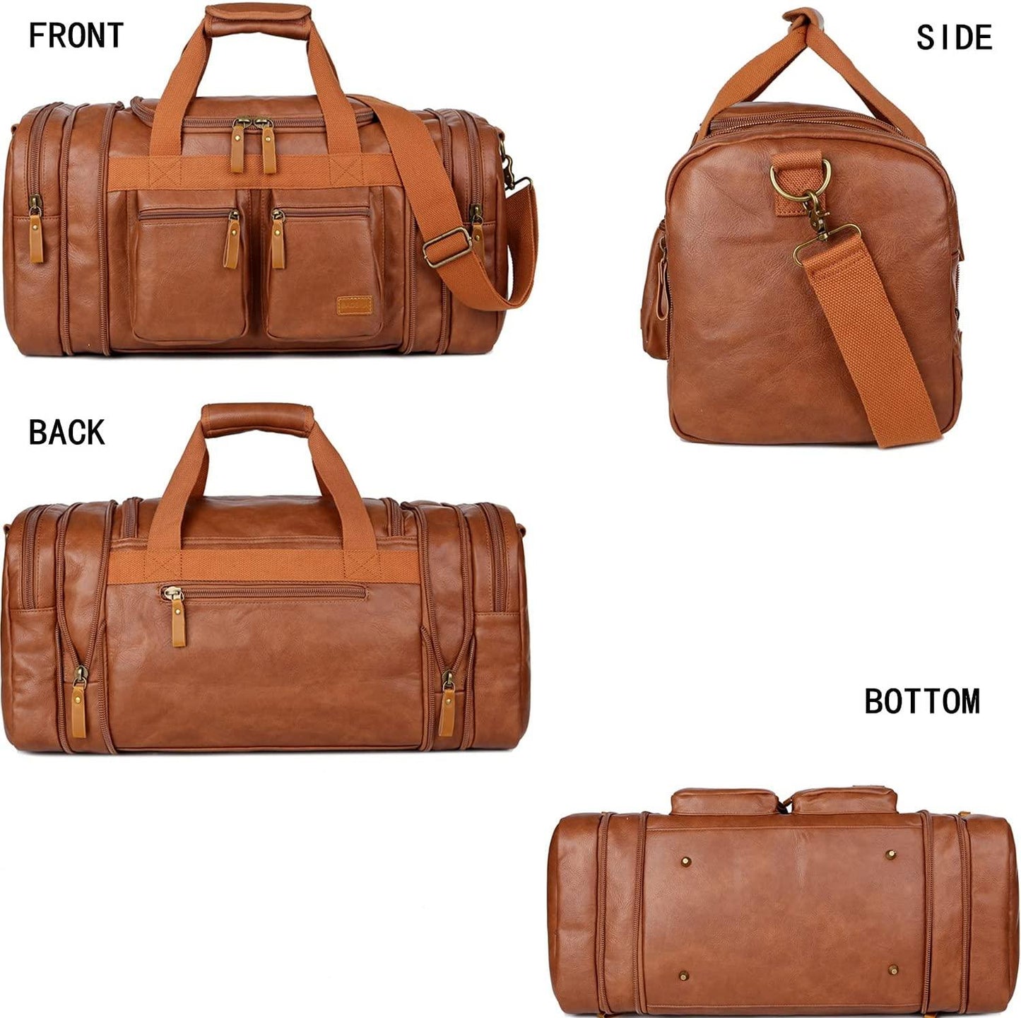 21 Men's Leather Expandable Duffel Bag