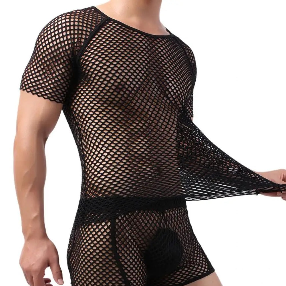 Men's Sexy Mesh See-Through T-Shirts | Short Sleeve O-neck Tees