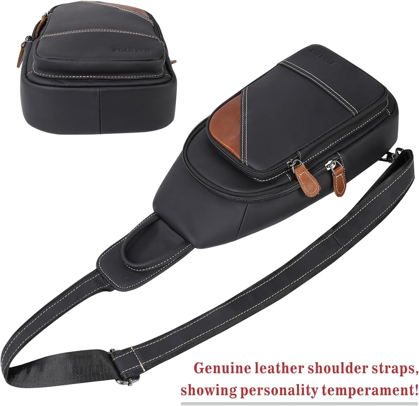 12 Men's Leather Casual Sling Bag