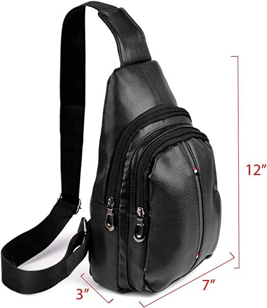 12 Men's Classic Leather Design Crossbody Sling Bag