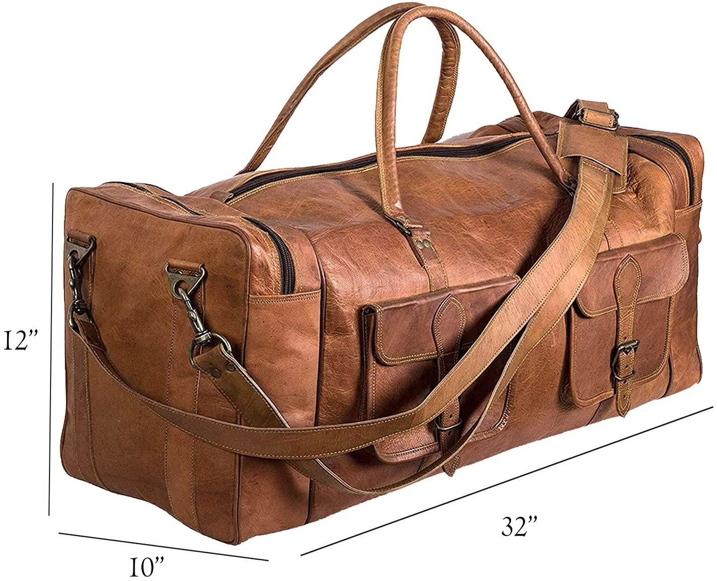 32 Men's Grain Leather Duffel Bags