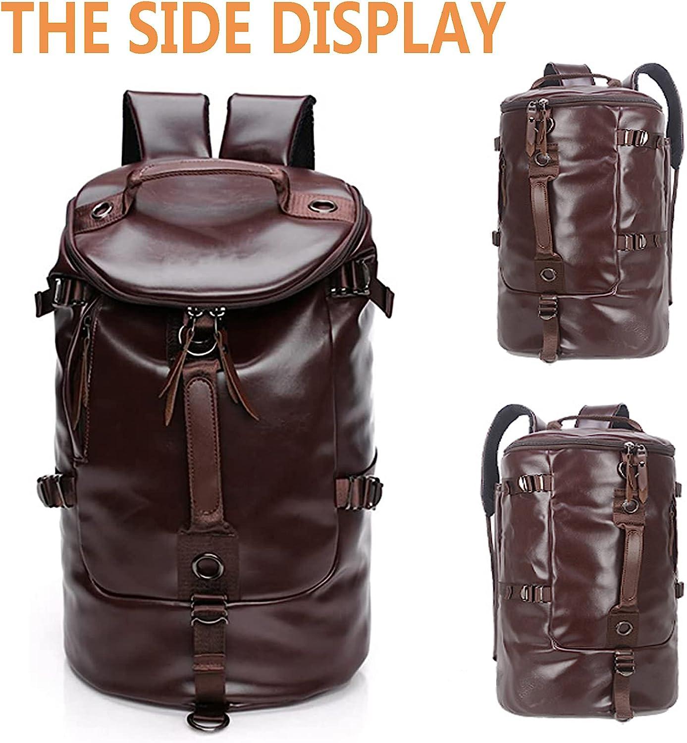 18 Men's Leather Travel Duffel Bag